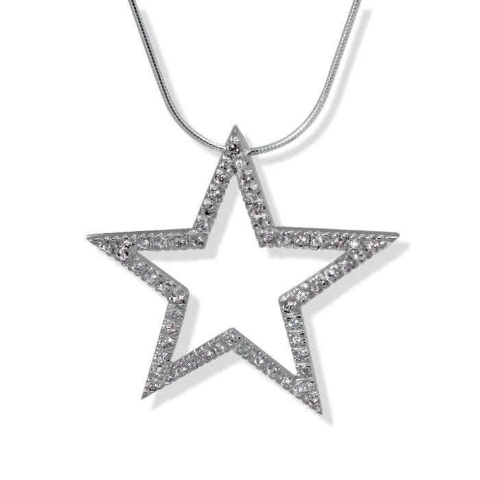 Sterling Silver Star Pendant Set With White And Pink Cubic Zirconia - Large Star Pendant Uk Sterling Silver Star Pendant Set With White And Pink Cubic Zirconia - Large Star Pendant Uk