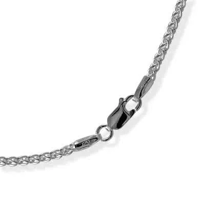 1.0mm Diamond-Cut Spiga Chain Necklace in 18K White Gold - 16