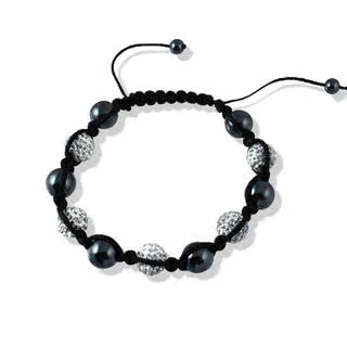 Hematite and Crystal Mens Bracelet