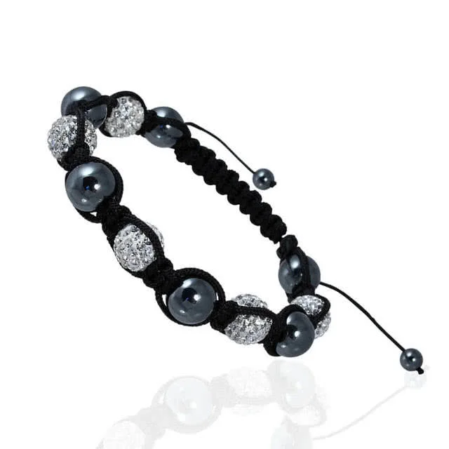 Hematite and Crystal Mens Bracelet