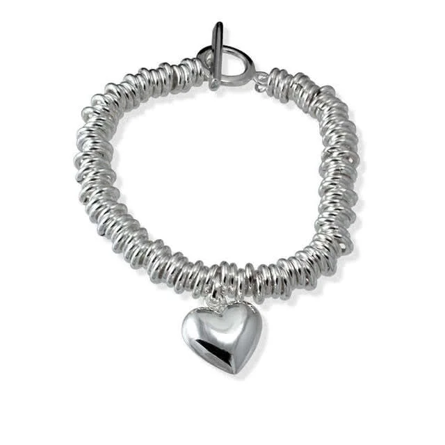 Heavyweight Sweetie T-Bar Heart Bracelet - 7.60mm diameter rings