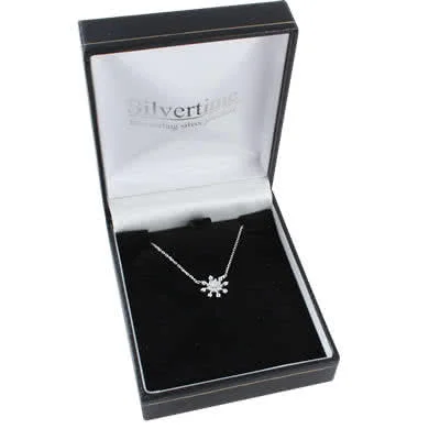 Snowflake Necklace with Cubic Zirconia - Supplied with chain that has a  2 inch extender