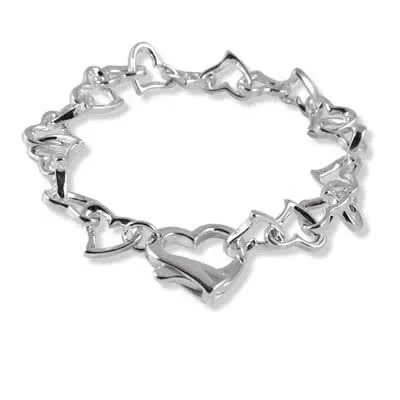Silver charm bracelet with heart clasp sales