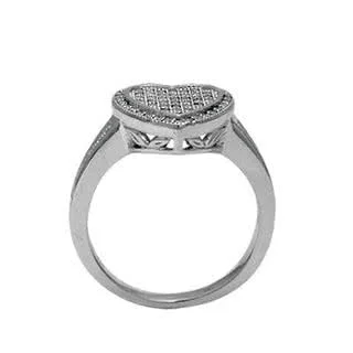 Micro Pave Set Heart Ring -  Additional micro pave simulated diamond set shoulders