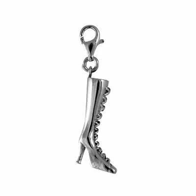 Large Silver Boot Clip on Charm