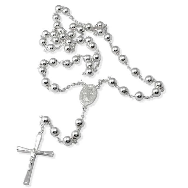 Silver Rosary Necklace - Weighs approx 1 ounce