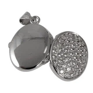 Oval Cubic Zirconia Silver Locket