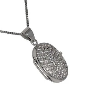 Oval Cubic Zirconia Silver Locket