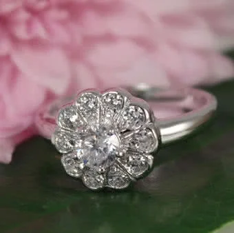 Cubic Zirconia Flower Cluster Ring