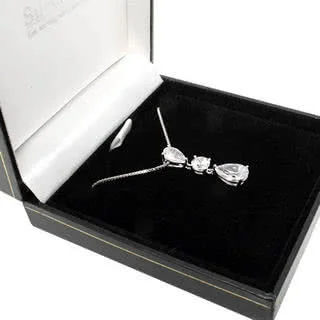 Triple Drop CZ Pendant - The silver is bonded with rhodium for a white gold look