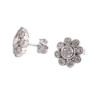 Rhodium Plated CZ Stud Earrings