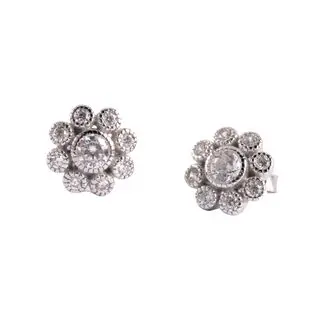 Sterling Silver CZ Flower Cluster Earrings