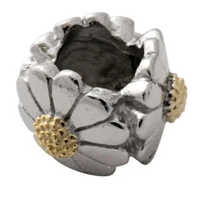 Triple Daisy Silver Charm Bead - The overall charm bead diameter is 10.60mm 