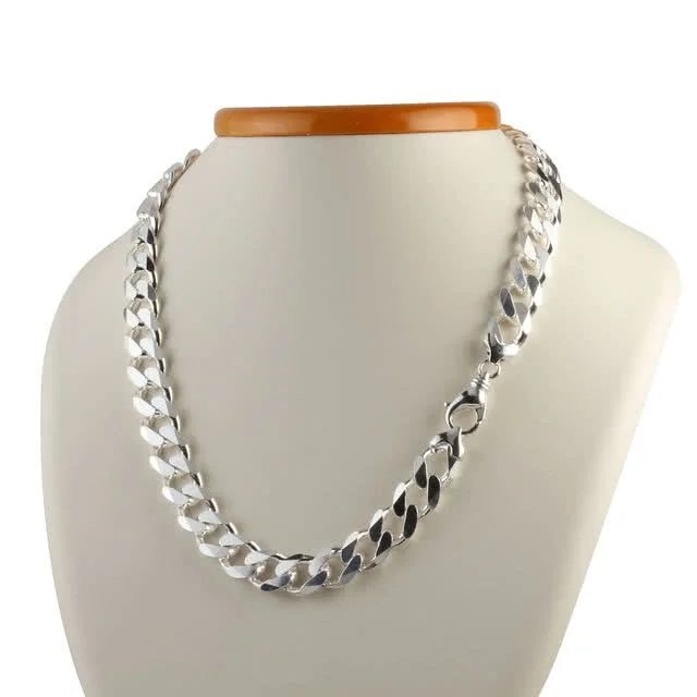 Heavyweight Men's Silver Curb Chain 13mm Width