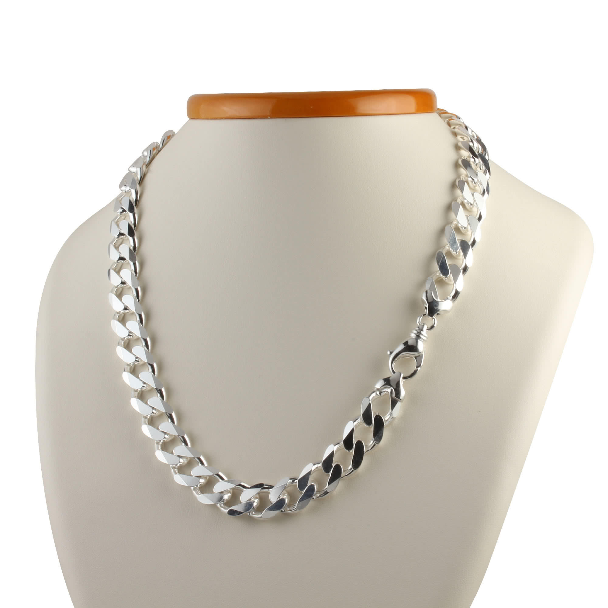 5.5mm Silver Polished Stainless Steel Curb Link Chain Necklace 20 Inch for Men