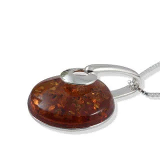 Cognac Baltic Amber Disc Pendant