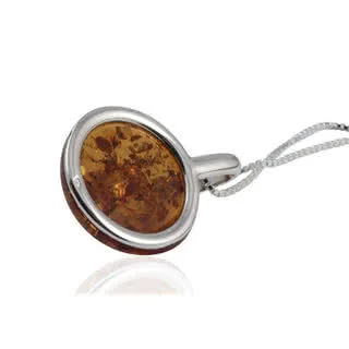 Cognac Baltic Amber Disc Pendant