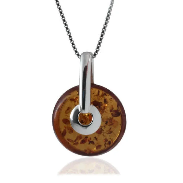 Cognac Baltic Amber Disc Pendant