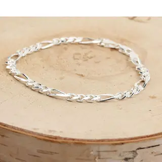 925 Solid Sterling Silver Figaro Bracelet