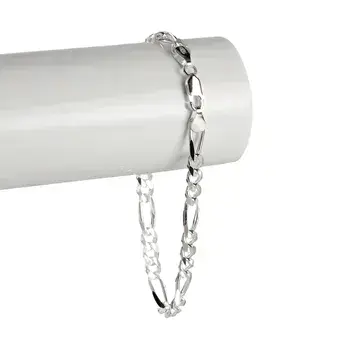 Solid Sterling Silver Figaro Bracelet 5.5mm Width