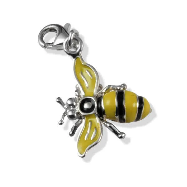 Wasp Silver Clip on Charm - Finished with enamel colouring