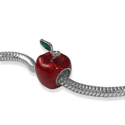 Rosy Red Apple Charm Bead - Compatible with Pandora, Chamilla charm bracelets