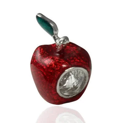 Rosy Red Apple Charm Bead for Charm Bracelets