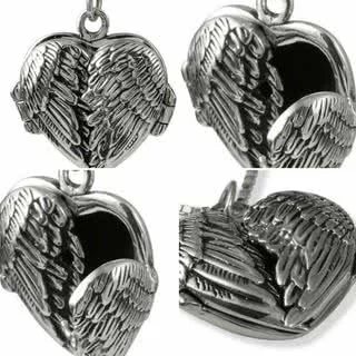 Silver Double Angel Wing Locket