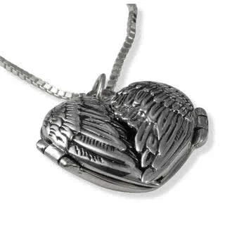 Each silver angel wing opens to reveal the locket 