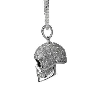 Silver Skull Pendant Cubic Zirconia