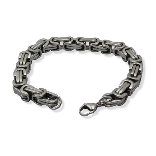 Men's Heavy Stainless Steel Byzantine Bracelet - 8.5 inches / 21.5 cm