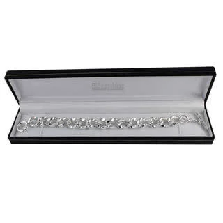 Highly Polished Men's Hammered Silver Bracelet - Unique hammered link effect