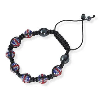 Union Flag Crystal Bracelet  - 7 sparkling blue,white and red crystal balls