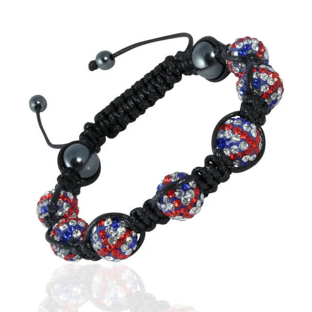 Union Flag Crystal Bracelet - This bracelet is adjustable, one size fits all