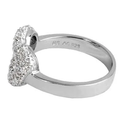 Micro Pave Set Silver Heart Ring - Stunning looking ring with superb details