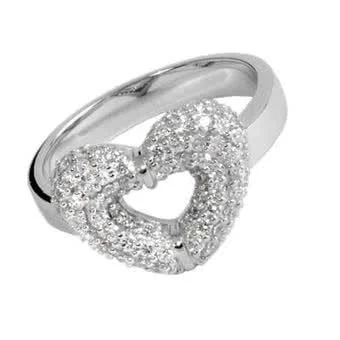 Micro Pave Set Silver Heart Ring Micro Pave Set Silver Heart Ring