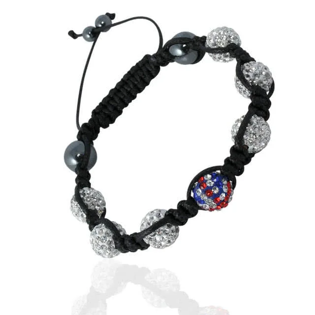 Crystal, Hematite and Union Flag Bracelet