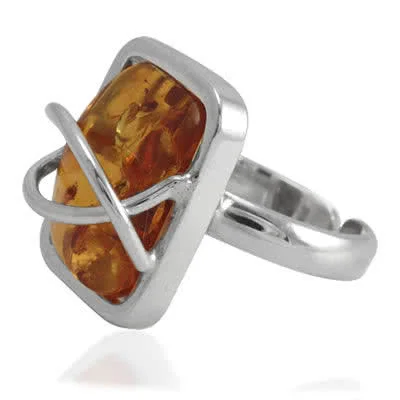Adjustable Honey Amber Ring