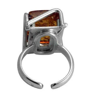Adjustable Handmade Silver Baltic Amber Ring