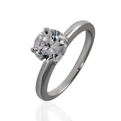 Solitaire Cubic Zirconia Silver Ring - AAA Cubic Zirconia Sparkling Gemston