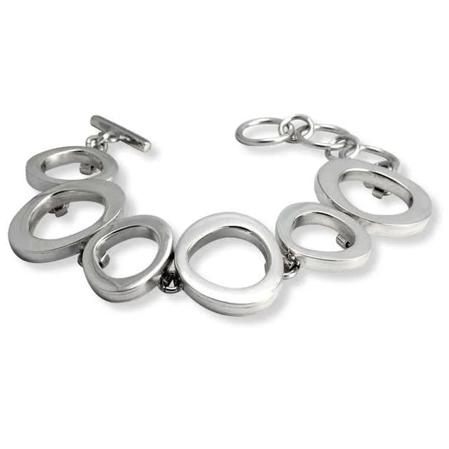 Adjustable Ladies Silver Ovals Bracelet