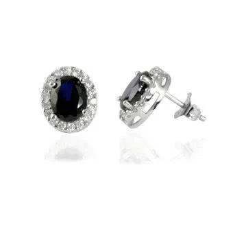 Deep Blue Sapphire CZ Earrings