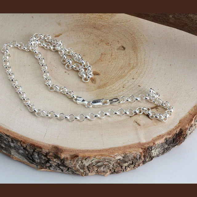 Round Link Sterling Silver Belcher Chain