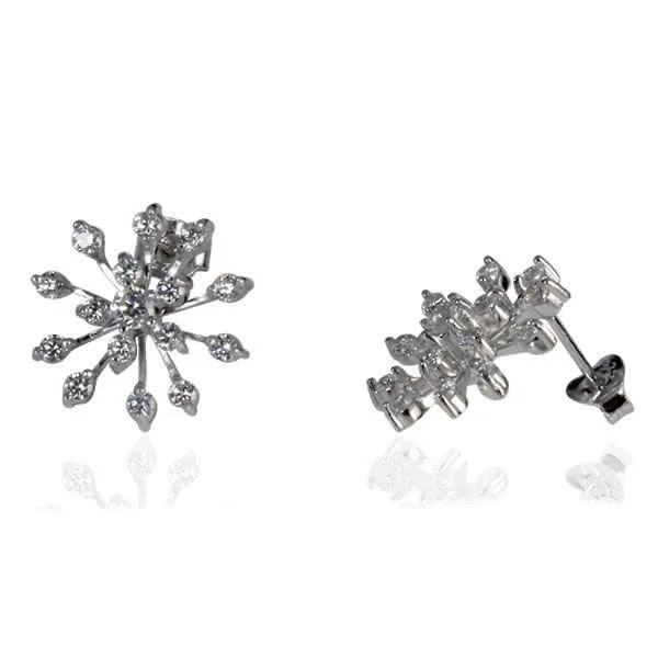 Cubic Zirconia Starburst Stud Earrings - Featuring 16 Cubic Zirconia Gems
