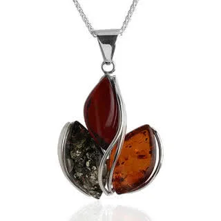 Triple Handmade Amber Flower Pendant