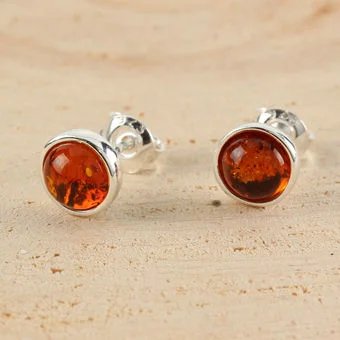 Small Round Honey Amber Earrings