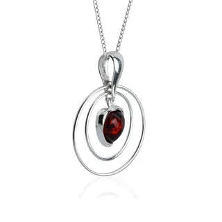 Amber Heart  Pendant - The two rings, 24mm and 18mm, are held in a specially made large silver bail