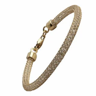 Crystal Filled Mesh Bracelet - Available in a choice of white gold or yellow gold finish