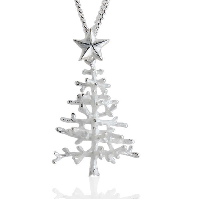 frosted silver christmas tree pendant decorated with a silver star silver christmas