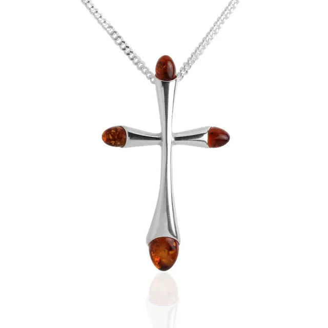 Baltic Amber Tipped Silver Cross